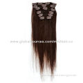 16-Inch Straight Dark Color 100% Peruvian Remy Hair Clip in Extensions